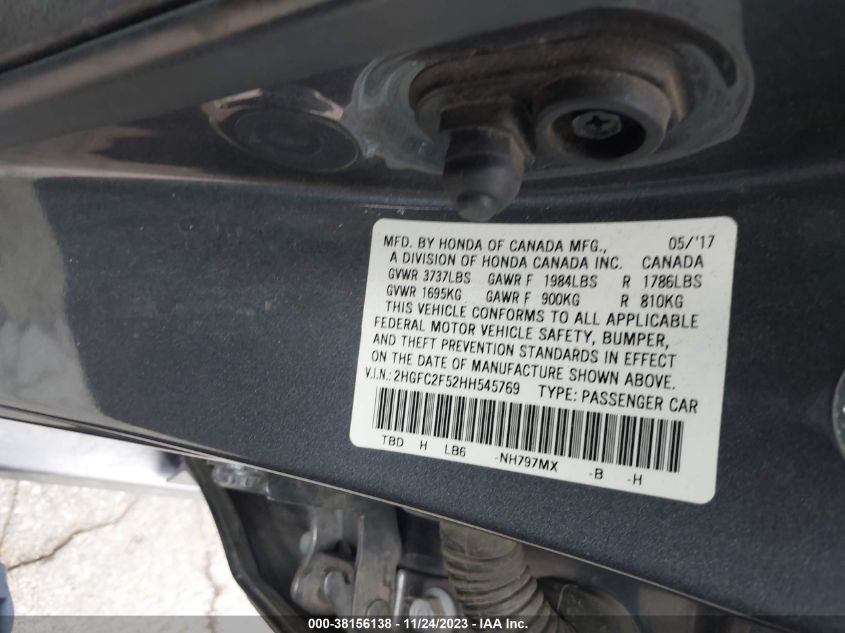 2017 HONDA CIVIC LX - 2HGFC2F52HH545769