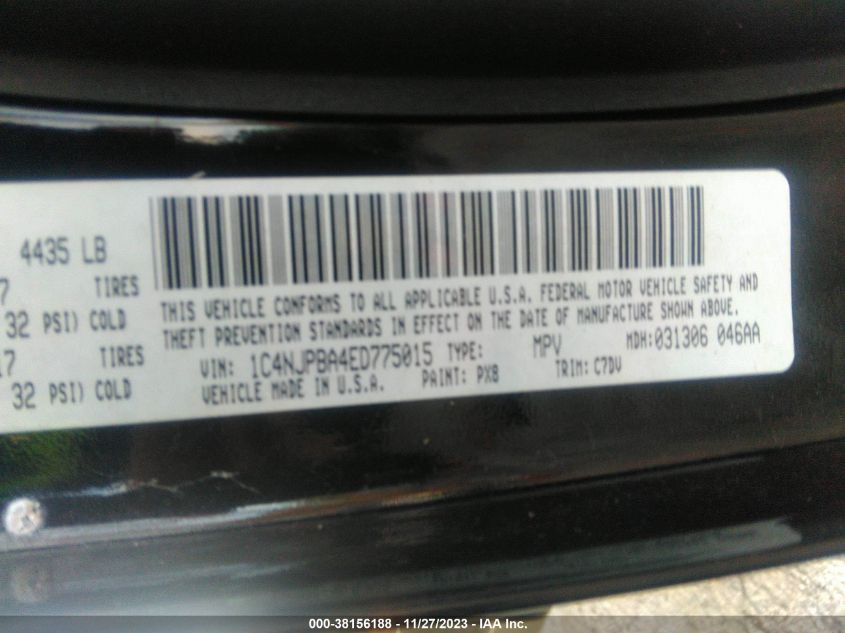 2014 JEEP PATRIOT SPORT - 1C4NJPBA4ED775015