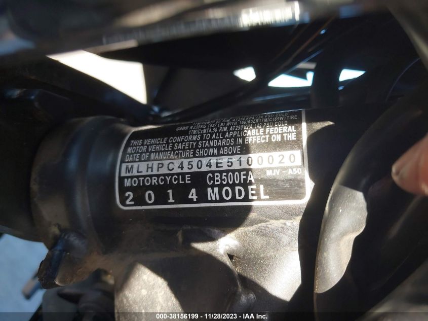 2014 HONDA CB500 FA - ABS MLHPC4504E5100020