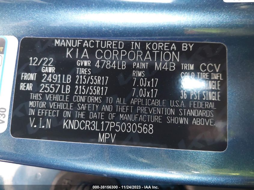 2023 KIA NIRO EV WIND KNDCR3L17P5030568
