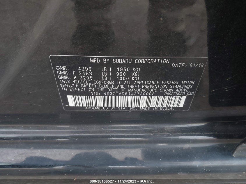 VIN 4S3GTAD61J3730008 2018 SUBARU IMPREZA 2.0I PREMIUM