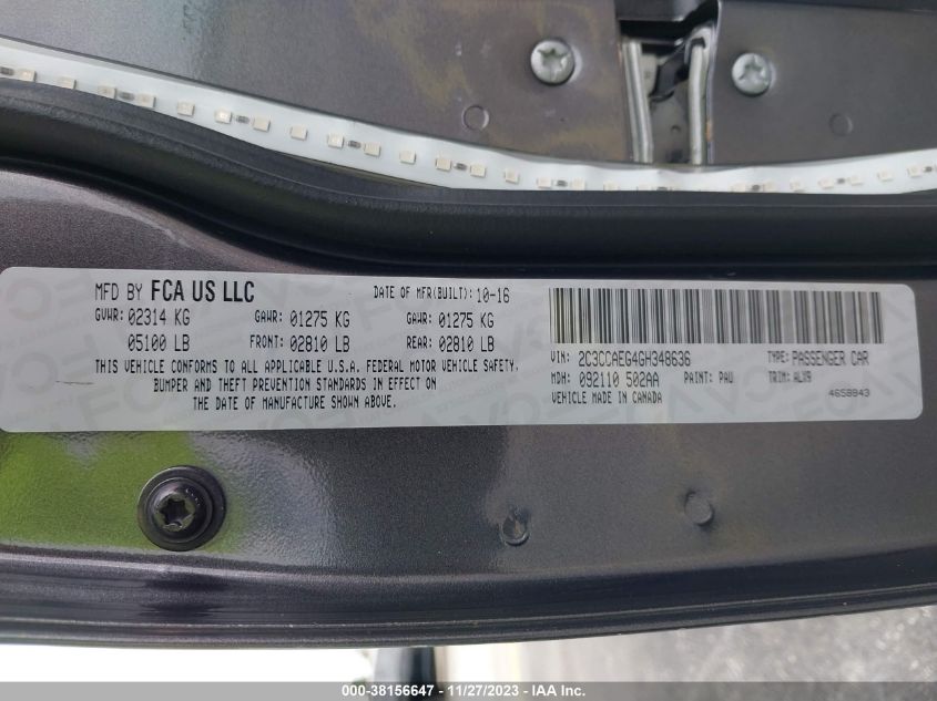 2016 CHRYSLER 300 300C - 2C3CCAEG4GH348636