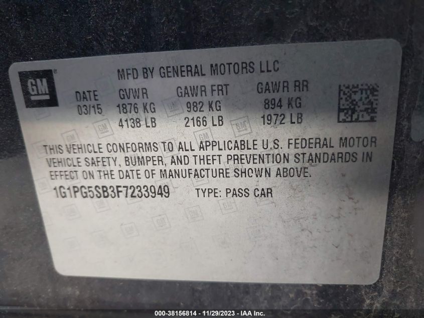 2015 CHEVROLET CRUZE LTZ - 1G1PG5SB3F7233949