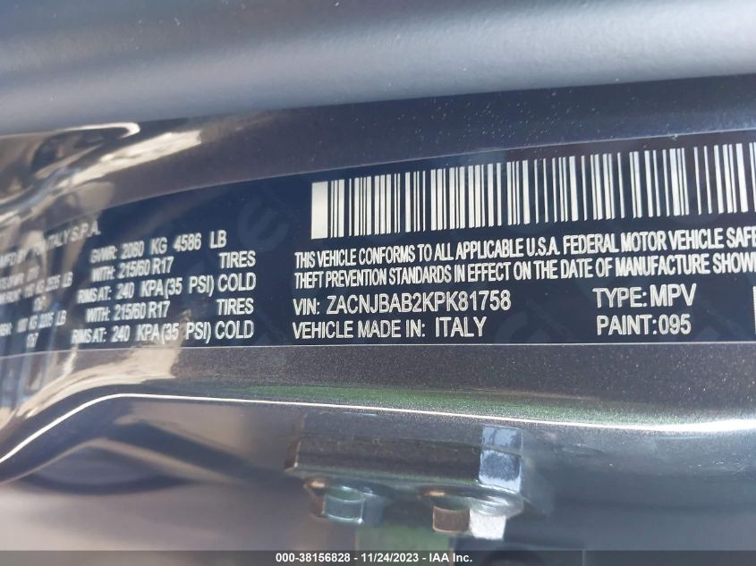 2019 JEEP RENEGADE SPORT 4X4 - ZACNJBAB2KPK81758