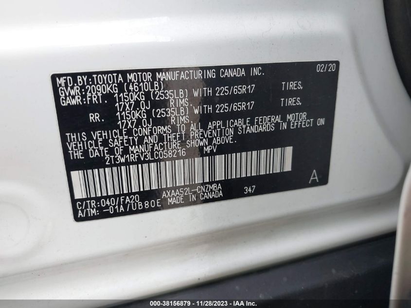 2020 TOYOTA RAV4 XLE - 2T3W1RFV3LC058216