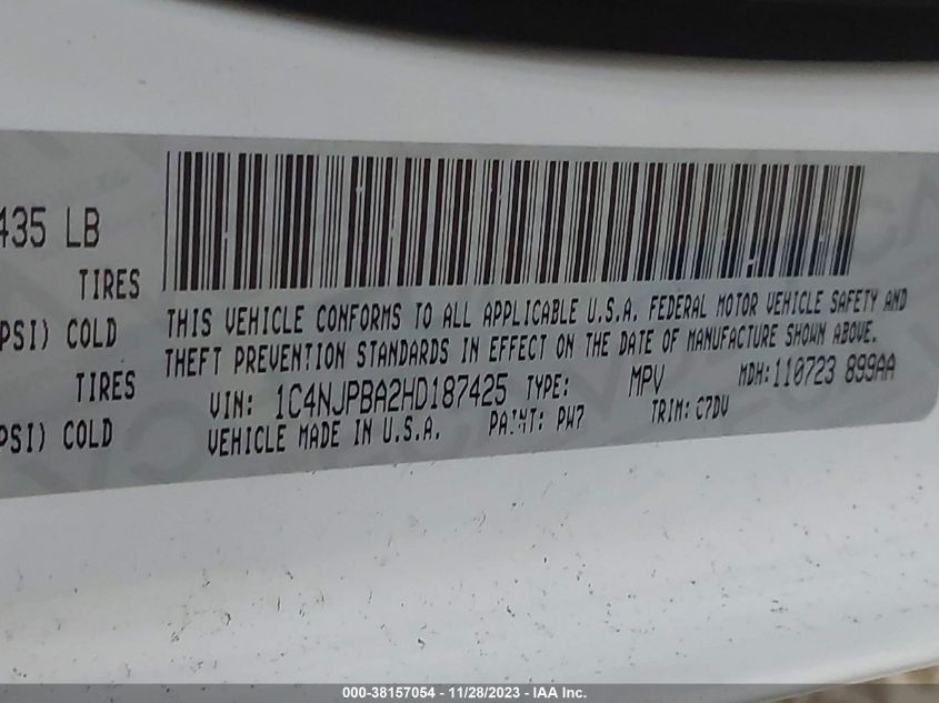 2017 JEEP PATRIOT SPORT - 1C4NJPBA2HD187425