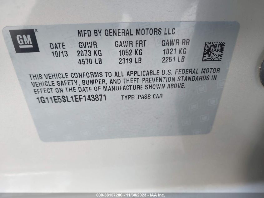 2014 CHEVROLET MALIBU 2LT - 1G11E5SL1EF143871