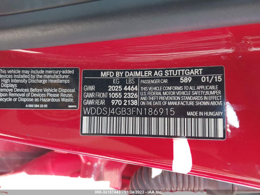 2015 MERCEDES-BENZ CLA 250 - WDDSJ4GB3FN186915