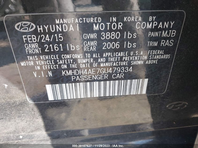 2016 HYUNDAI ELANTRA SE - KMHDH4AE7GU479334