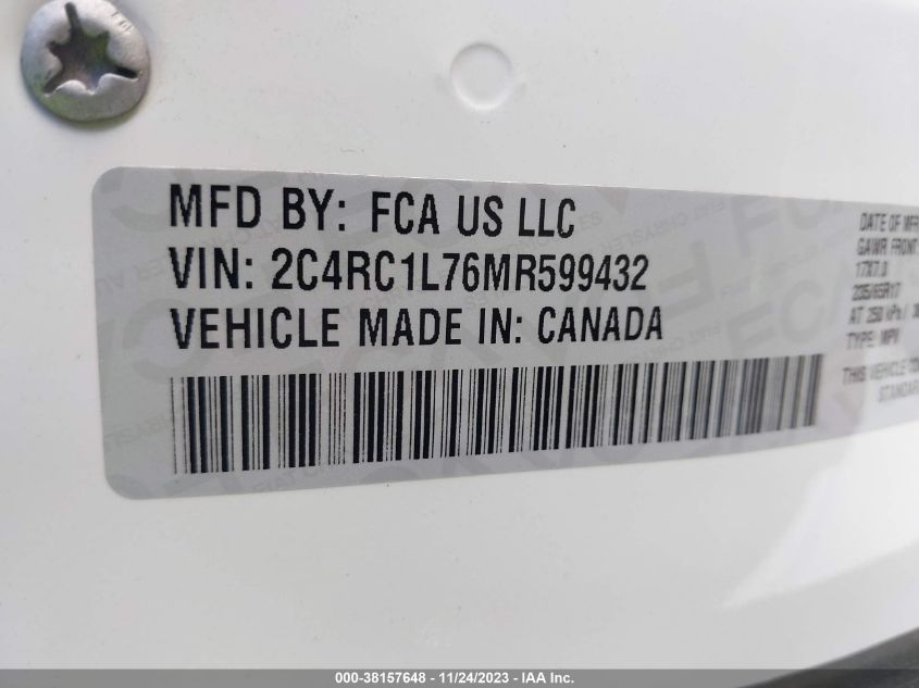 2021 CHRYSLER PACIFICA HYBRID TOURING L 2C4RC1L76MR599432