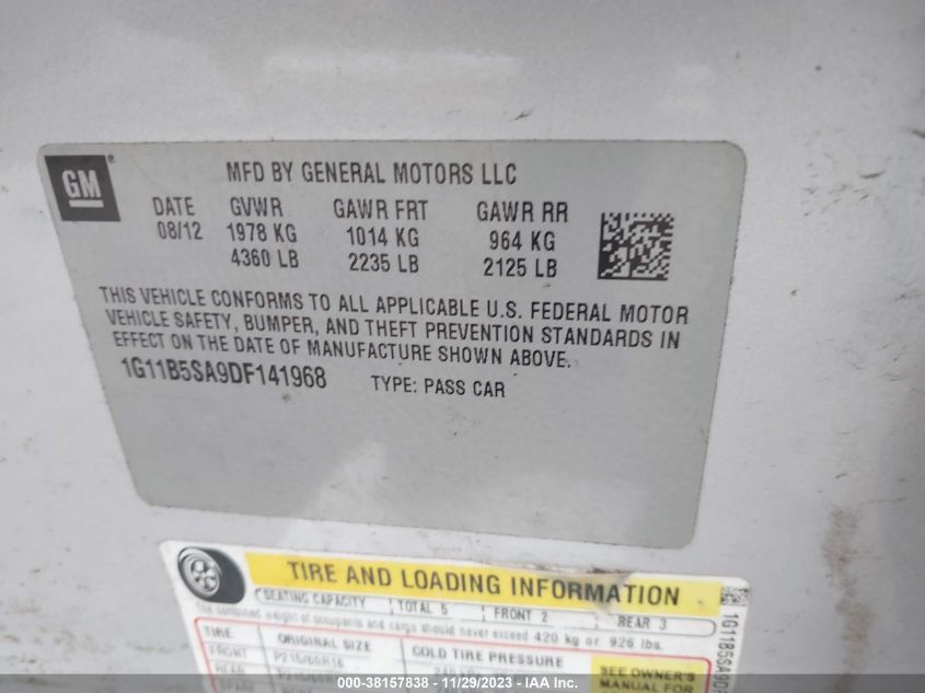 2013 CHEVROLET MALIBU LS - 1G11B5SA9DF141968