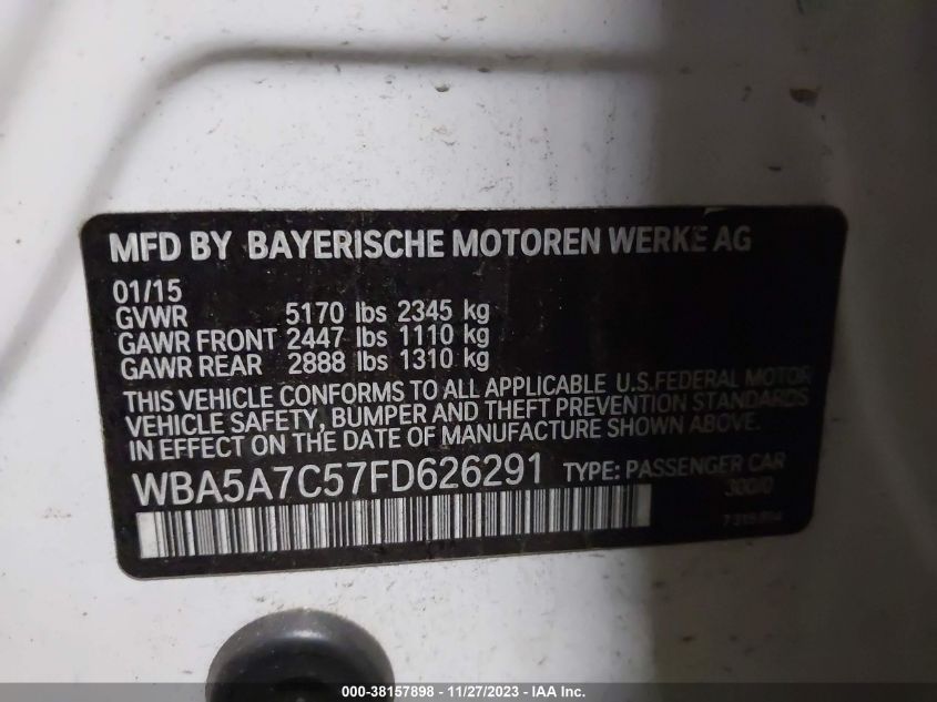 2015 BMW 528I XDRIVE - WBA5A7C57FD626291