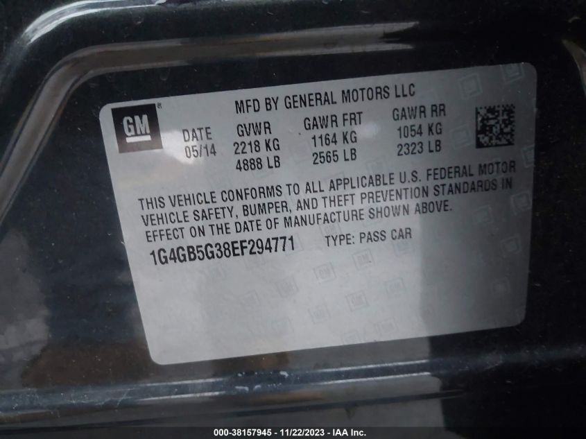 2014 BUICK LACROSSE LEATHER GROUP - 1G4GB5G38EF294771