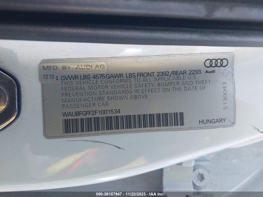 2015 AUDI A3 2.0T PREMIUM - WAUBFGFF2F1001534