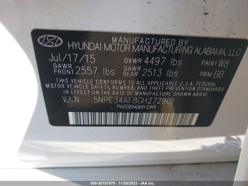 2016 HYUNDAI SONATA SPORT - 5NPE34AF8GH272901