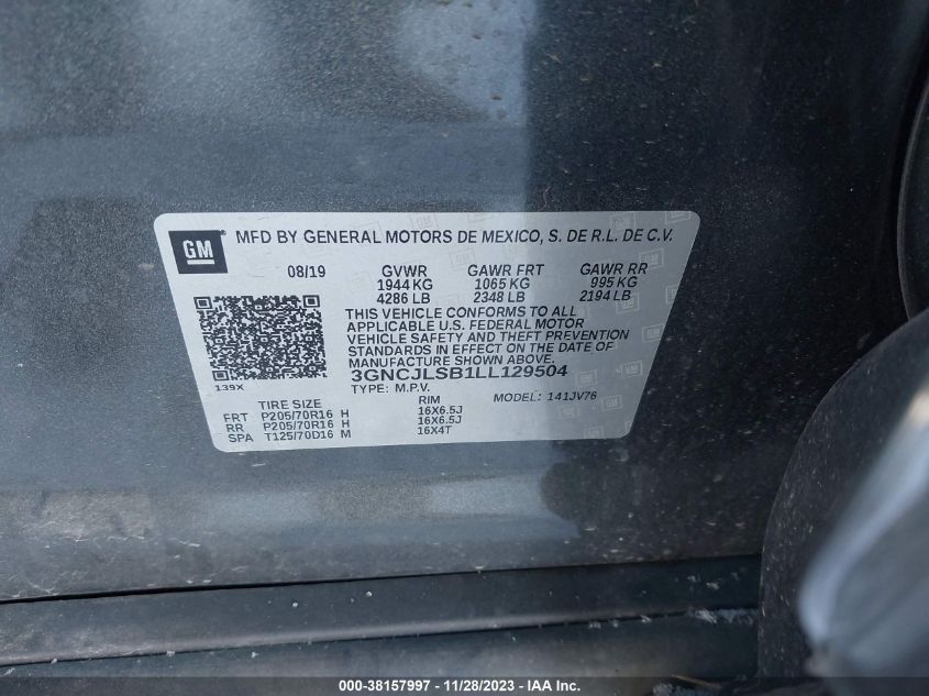 2020 CHEVROLET TRAX 1LT - 3GNCJLSB1LL129504
