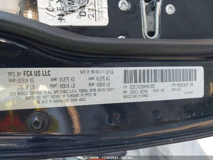 2017 CHRYSLER 300C - 2C3CCAEG5HH551925