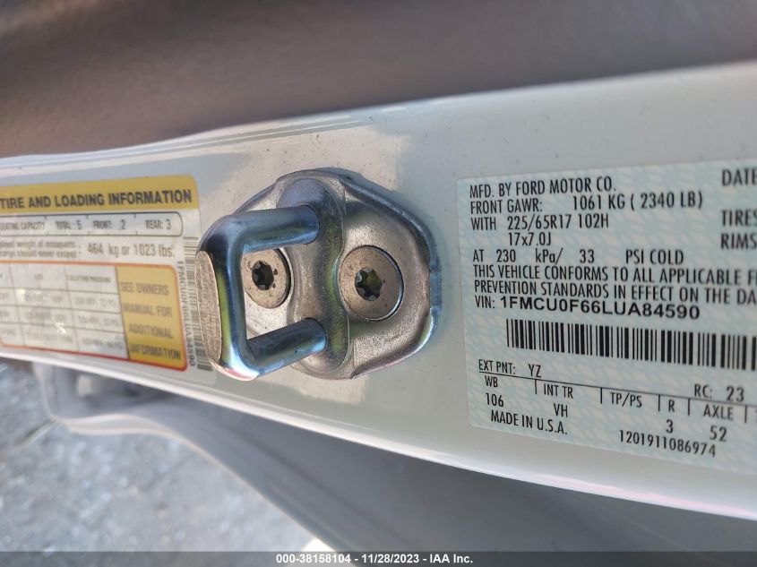 2020 FORD ESCAPE S - 1FMCU0F66LUA84590