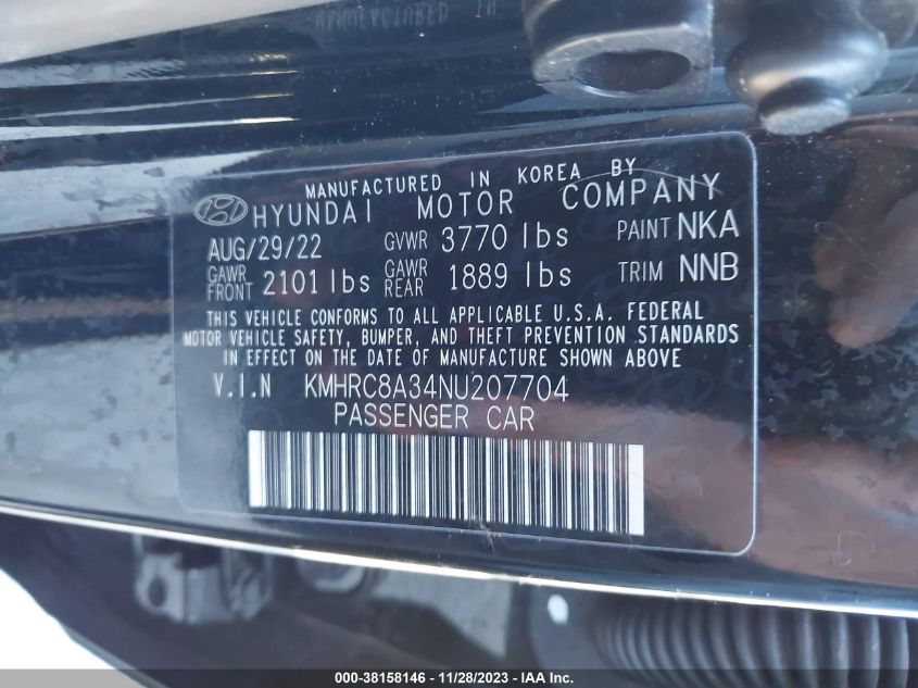 2022 HYUNDAI VENUE SEL/LIMITED - KMHRC8A34NU207704