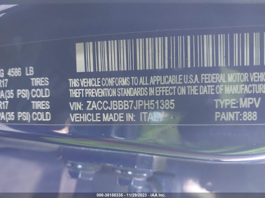 2018 JEEP RENEGADE LATITUDE - ZACCJBBB7JPH51385