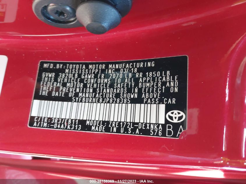 2018 TOYOTA COROLLA LE - 5YFBURHE8JP828385