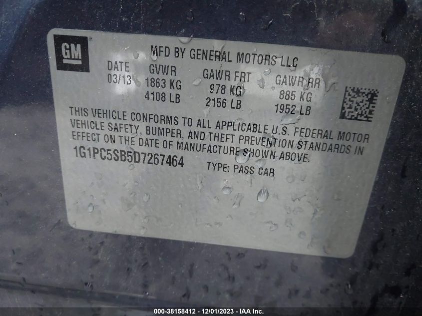 2013 CHEVROLET CRUZE 1LT AUTO - 1G1PC5SB5D7267464
