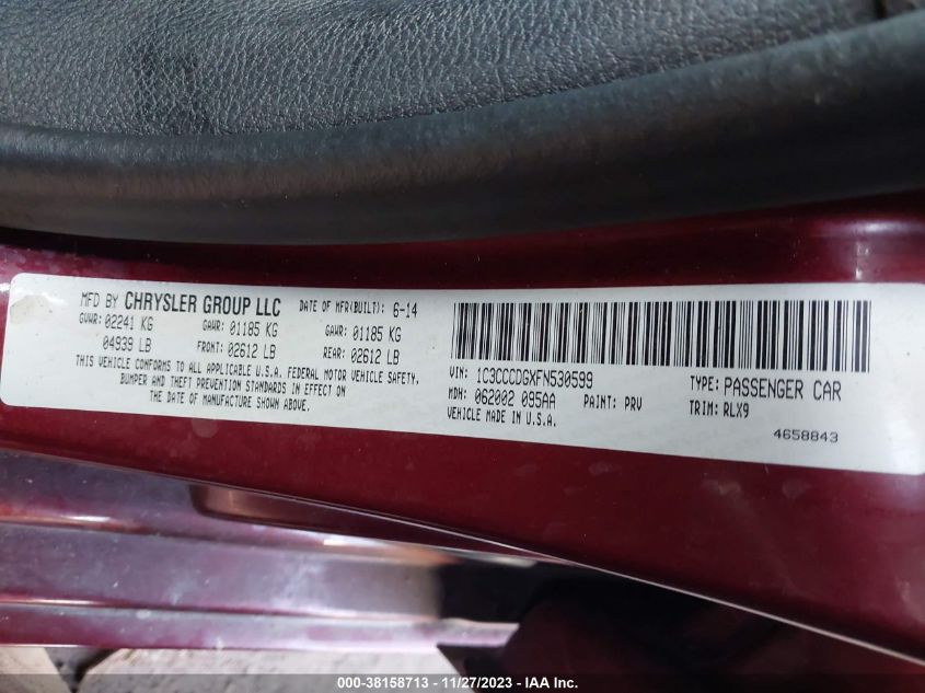 2015 CHRYSLER 200 S - 1C3CCCDGXFN530599