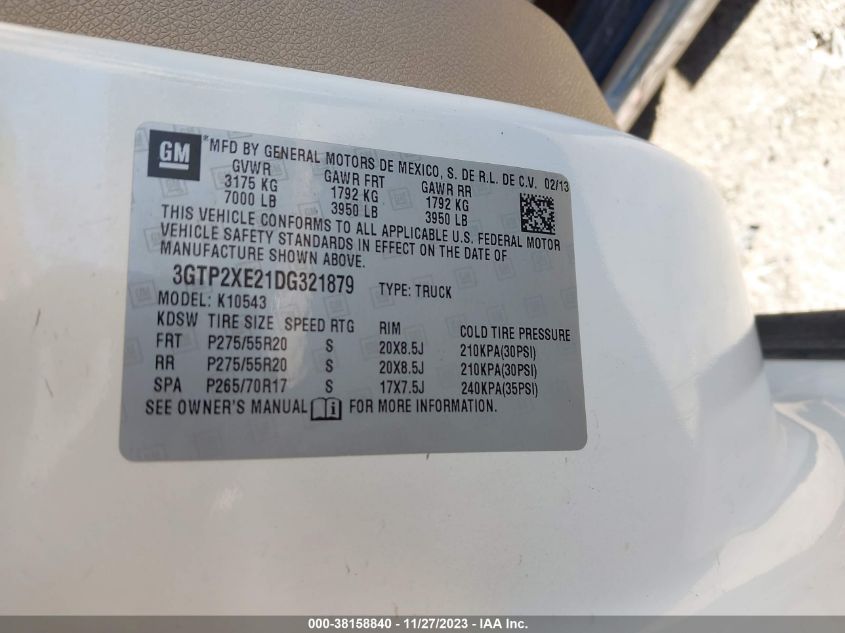 2013 GMC SIERRA 1500 DENALI - 3GTP2XE21DG321879