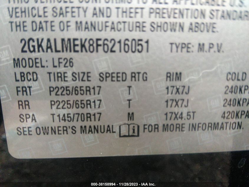 2015 GMC TERRAIN SLE - 2GKALMEK8F6216051