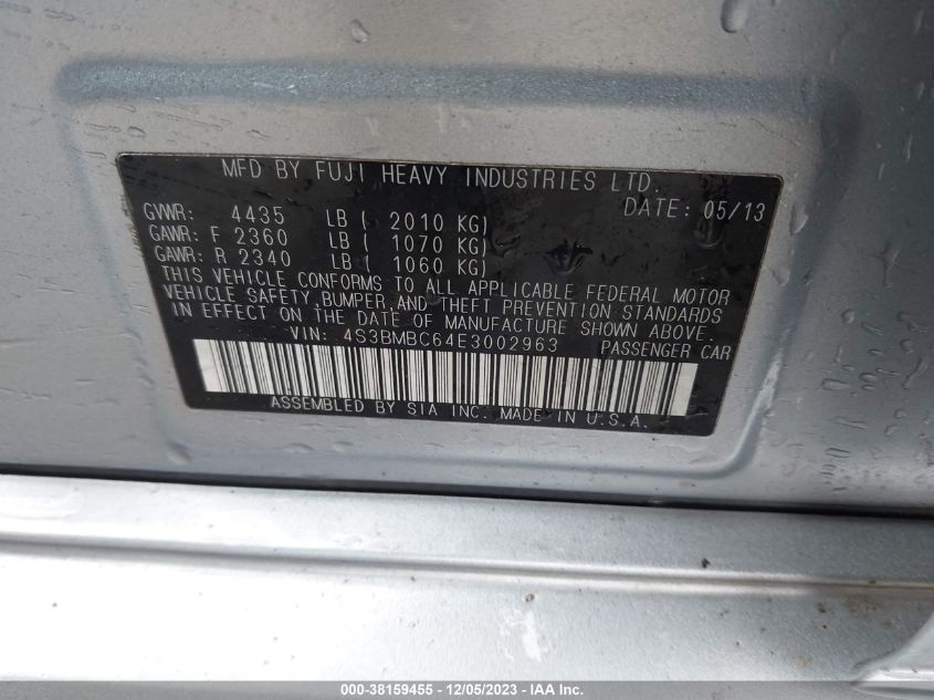 2014 SUBARU LEGACY 2.5I PREMIUM - 4S3BMBC64E3002963
