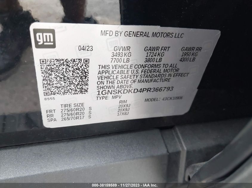 2023 CHEVROLET SUBURBAN K1500 Z71 - 1GNSKDKD4PR366793