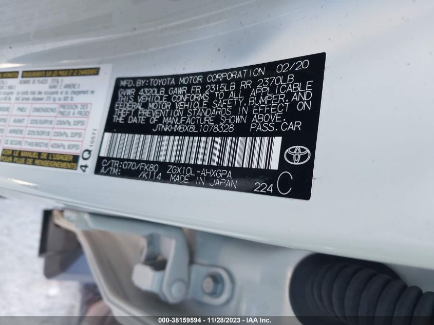 2020 TOYOTA C-HR XLE - JTNKHMBX8L1078328