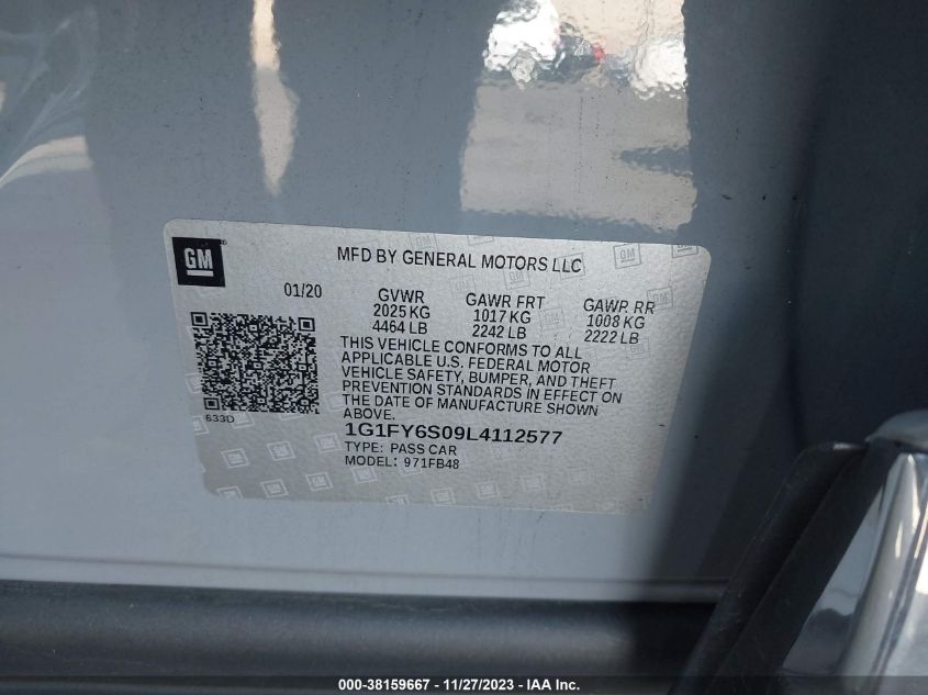 2020 CHEVROLET BOLT EV FWD LT - 1G1FY6S09L4112577