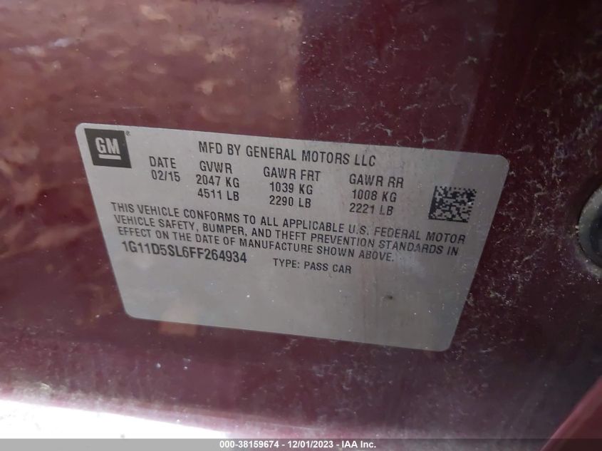 2015 CHEVROLET MALIBU 2LT - 1G11D5SL6FF264934