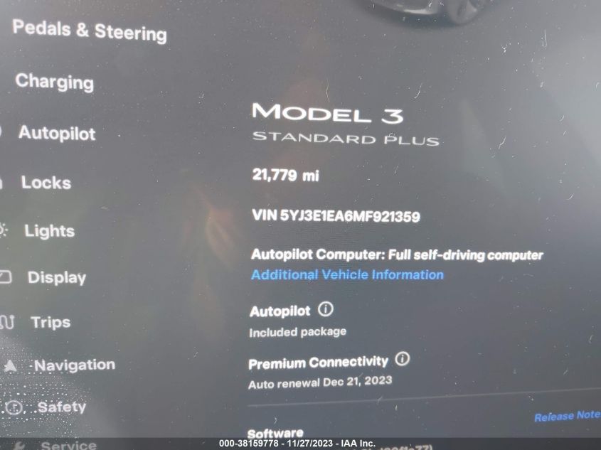 2021 TESLA MODEL 3 STANDARD RANGE PLUS - 5YJ3E1EA6MF921359