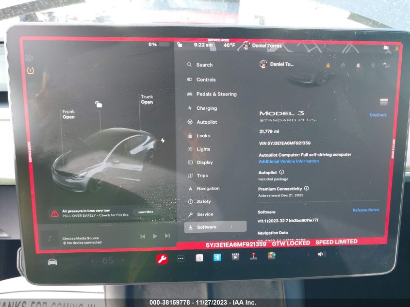 2021 TESLA MODEL 3 STANDARD RANGE PLUS - 5YJ3E1EA6MF921359