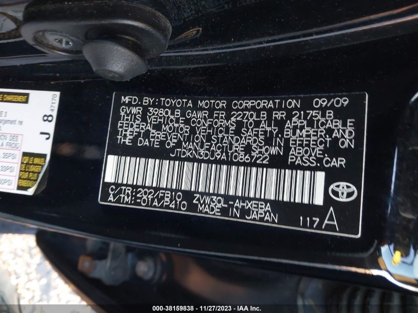 JTDKN3DU9A1086722 | 2010 TOYOTA PRIUS