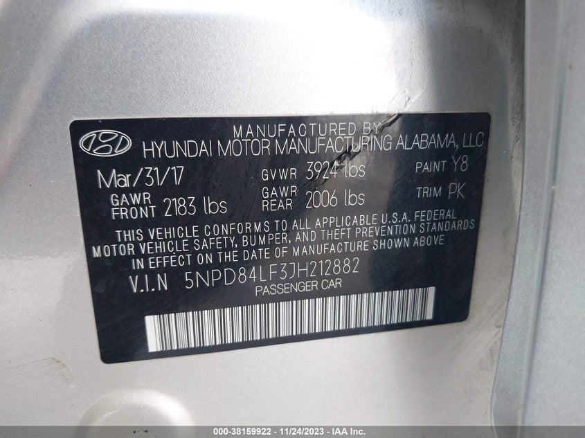 VIN 5NPD84LF3JH212882 2018 HYUNDAI ELANTRA VALUE EDITION