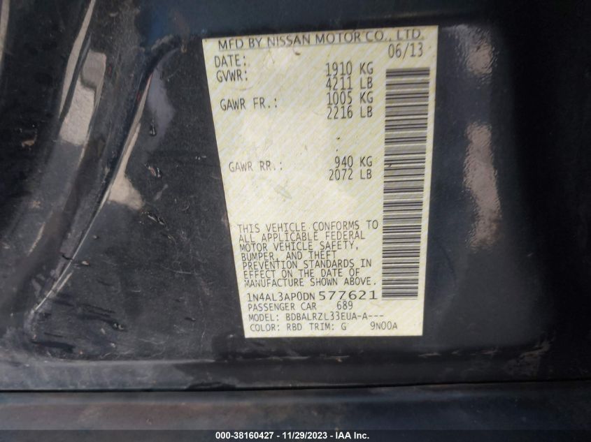 2013 NISSAN ALTIMA 2.5/S/SV/SL - 1N4AL3AP0DN577621