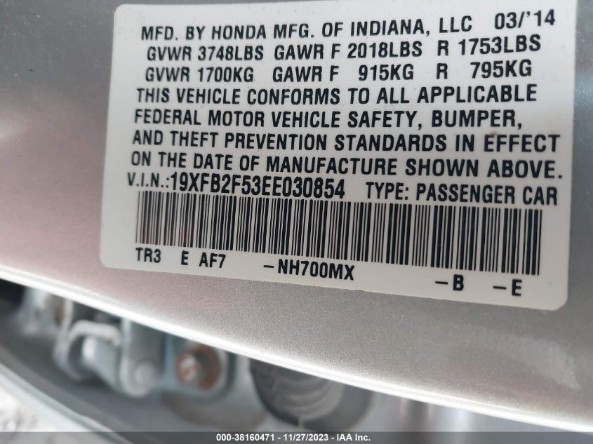 2014 HONDA CIVIC LX - 19XFB2F53EE030854