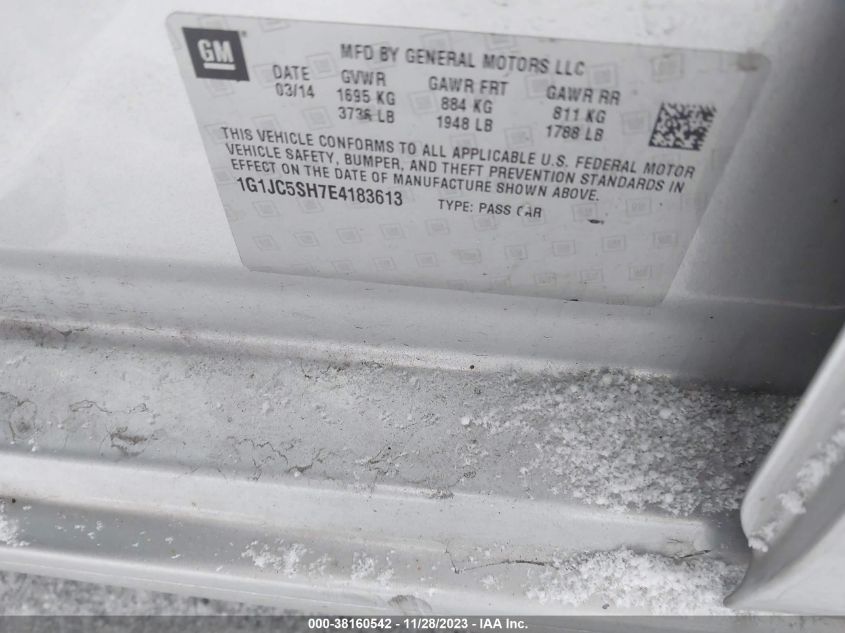 2014 CHEVROLET SONIC LT AUTO - 1G1JC5SH7E4183613