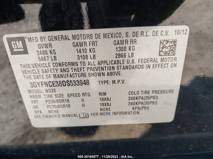 2013 CADILLAC SRX LUXURY COLLECTION - 3GYFNCE38DS533948
