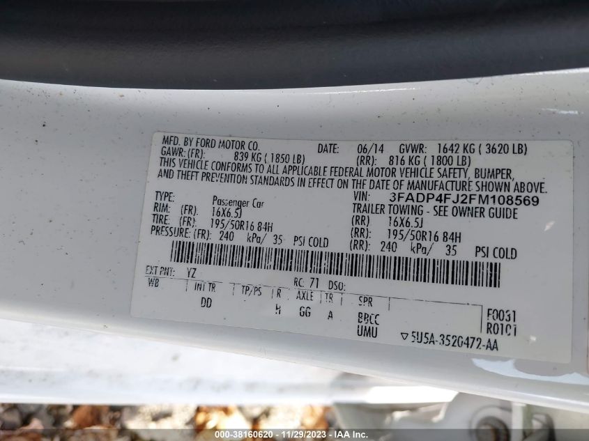 2015 FORD FIESTA TITANIUM - 3FADP4FJ2FM108569