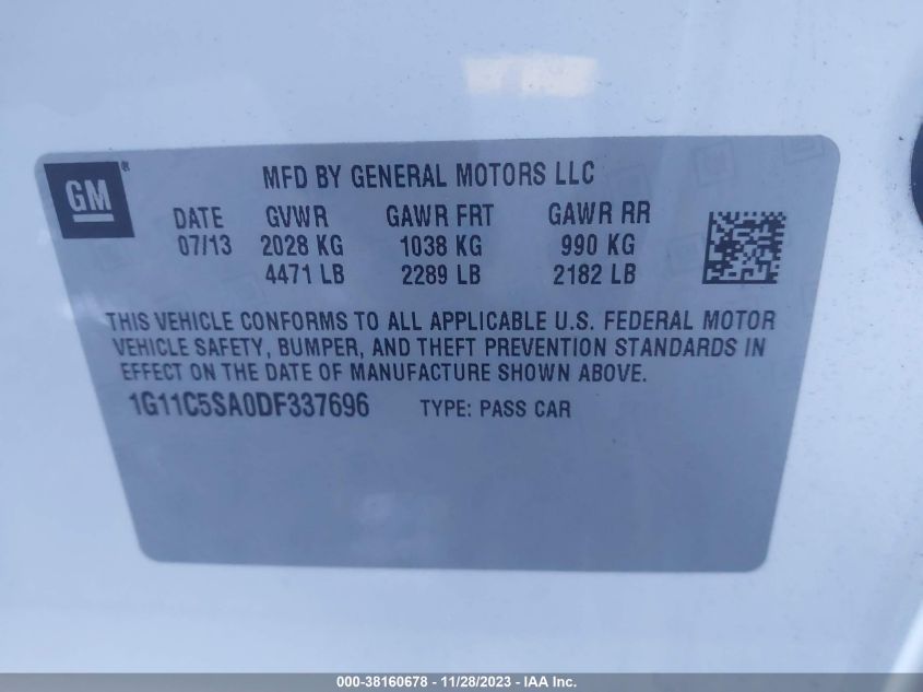 2013 CHEVROLET MALIBU 1LT - 1G11C5SA0DF337696