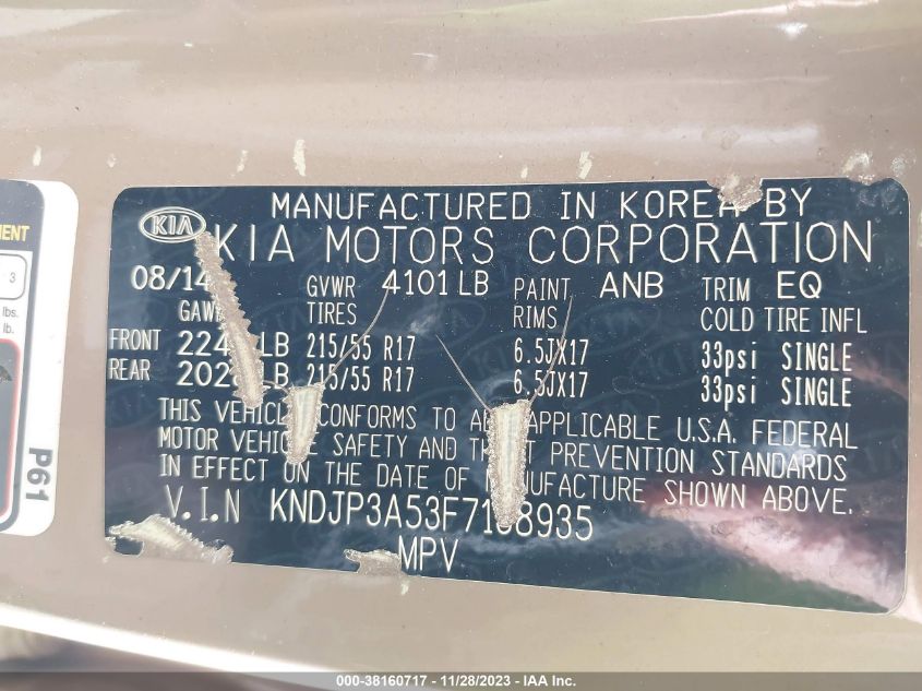 2015 KIA SOUL + - KNDJP3A53F7138935