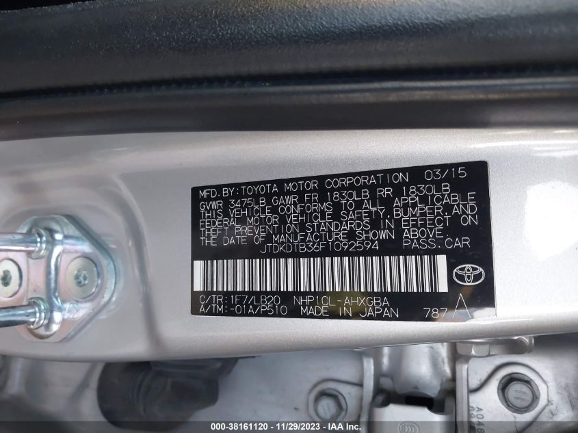 2015 TOYOTA PRIUS C - JTDKDTB36F1092594