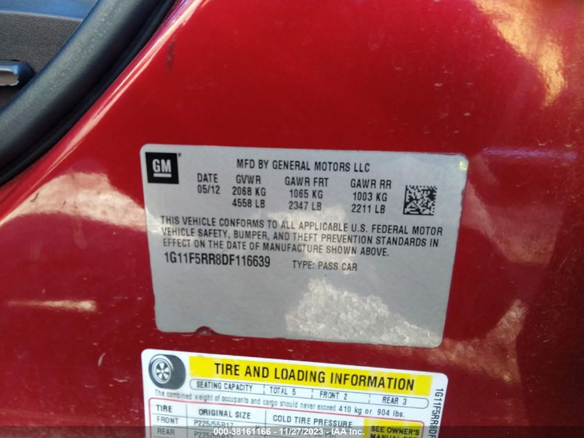 2013 CHEVROLET MALIBU ECO - 1G11F5RR8DF116639