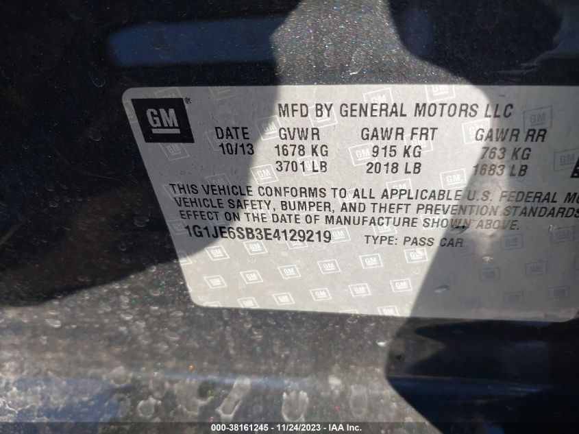 2014 CHEVROLET SONIC LTZ AUTO - 1G1JE6SB3E4129219