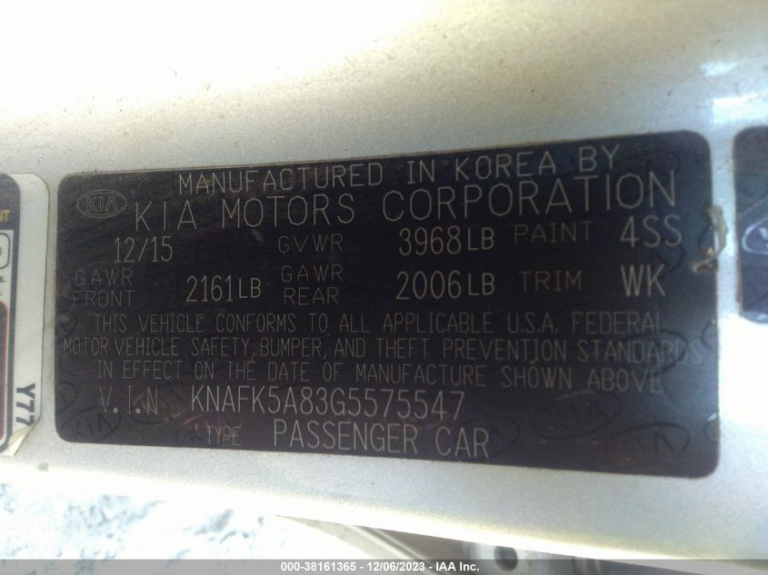 2016 KIA FORTE LX - KNAFK5A83G5575547
