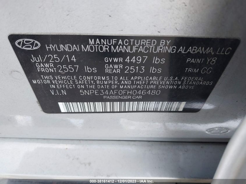 2015 HYUNDAI SONATA SPORT/LIMITED - 5NPE34AF0FH046480